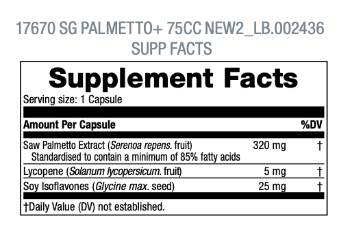 USANA Singapore Palmetto Plus Supplement Facts